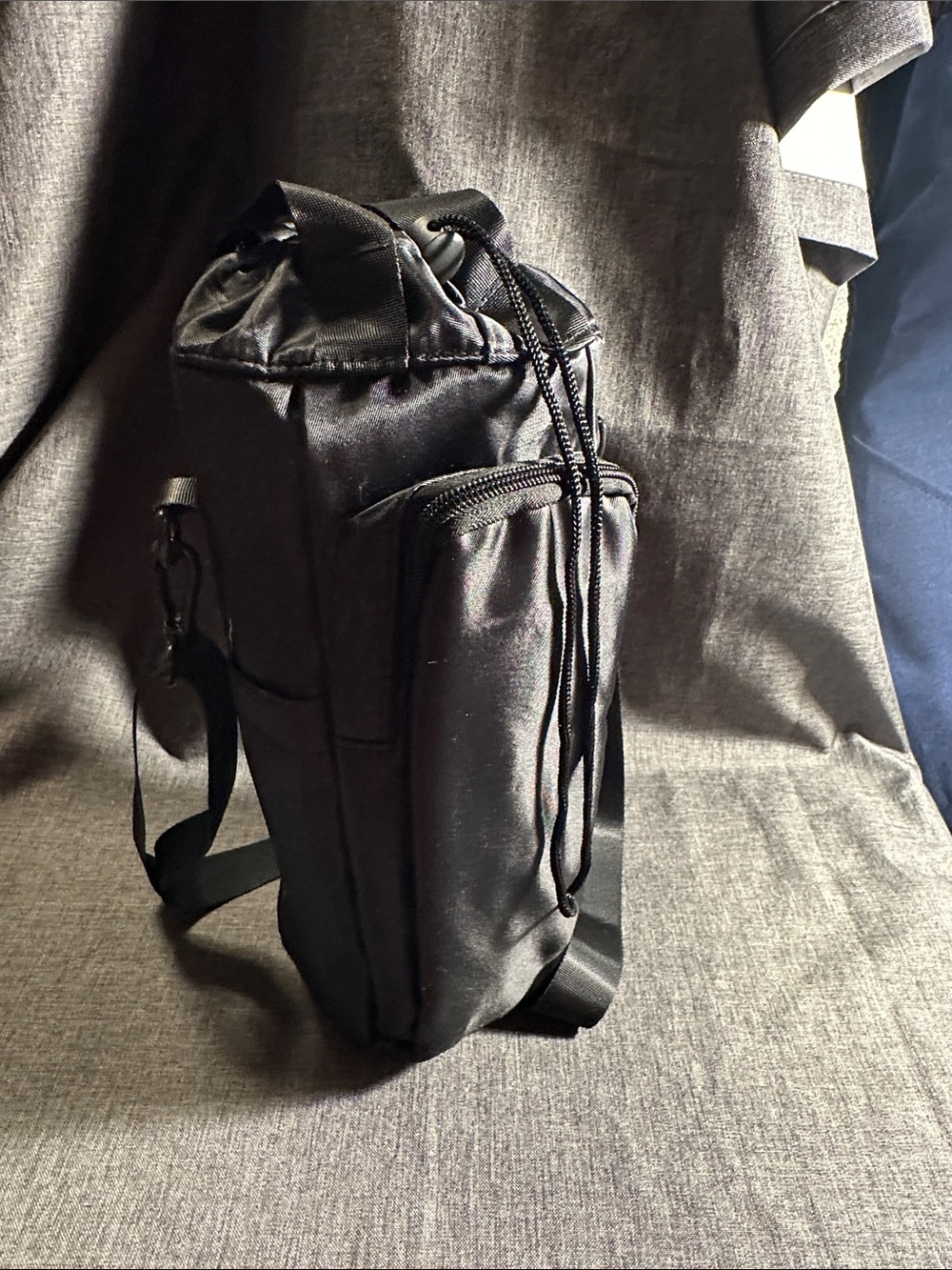 Black Nylon Water Bottle Bag
